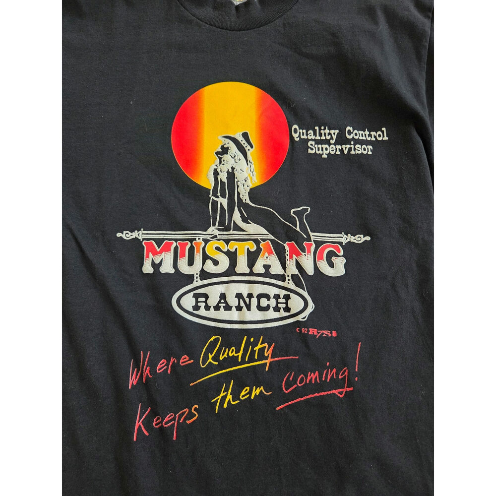 Vintage Mustang Ranch Nevada Brothel Quality Control Graphic T Shirt Mens Medium